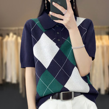 羊毛混纺2023春季新款女士圆v领宽松短款套头上衣打底针织衫毛衣详情14