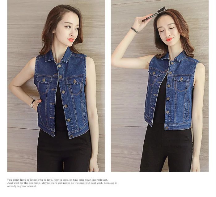 A new denim vest for women, a versatile and casual short school style denim jacket pic 16