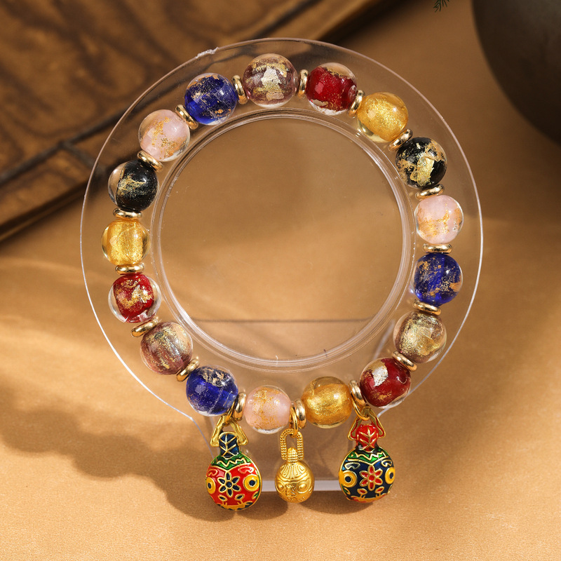 香灰琉璃手串手链朱砂老秦款五彩吞金兽景区寺庙摆摊文玩饰品批发详情12