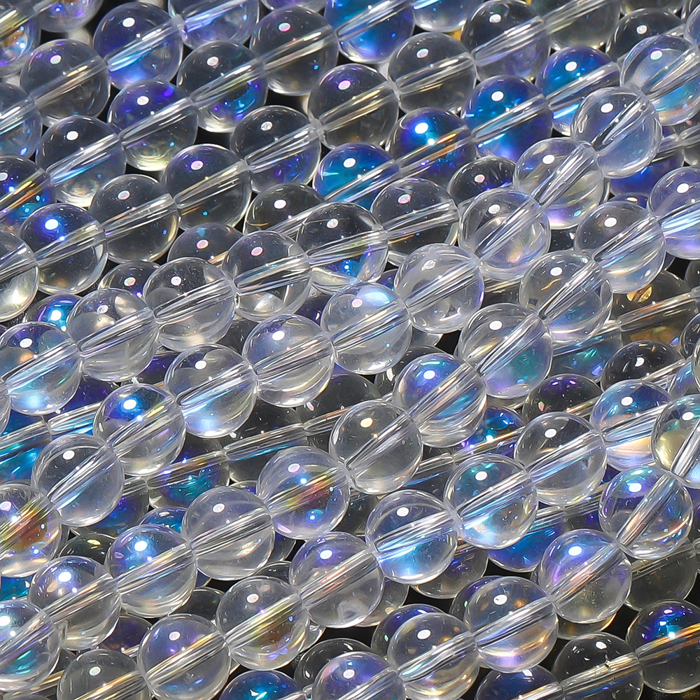 White frosted crystal moonstone, round beads, transparent glass, gradient and dazzling scattered beads, diy bracelet material pic 20