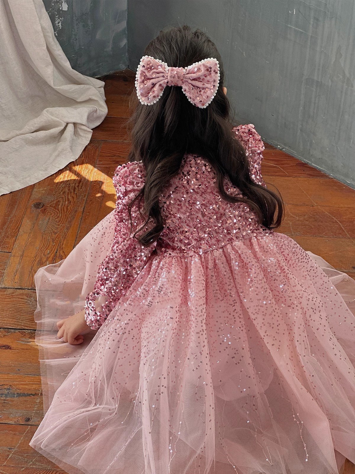 女童裙子亮片头纱加绒加厚超仙公主裙连衣裙2025冬装新款外贸童装详情18