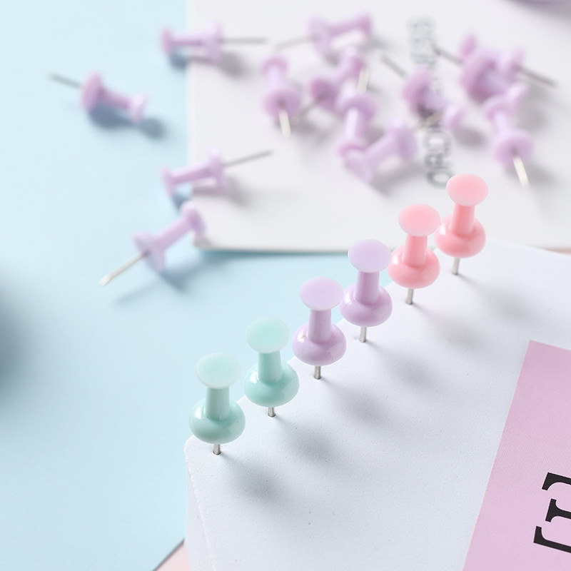 Cross-border supply of macaron color box-packed I-shaped nails, fresh and creative plastic thumbtacks in various sizes, office supplies pic 9