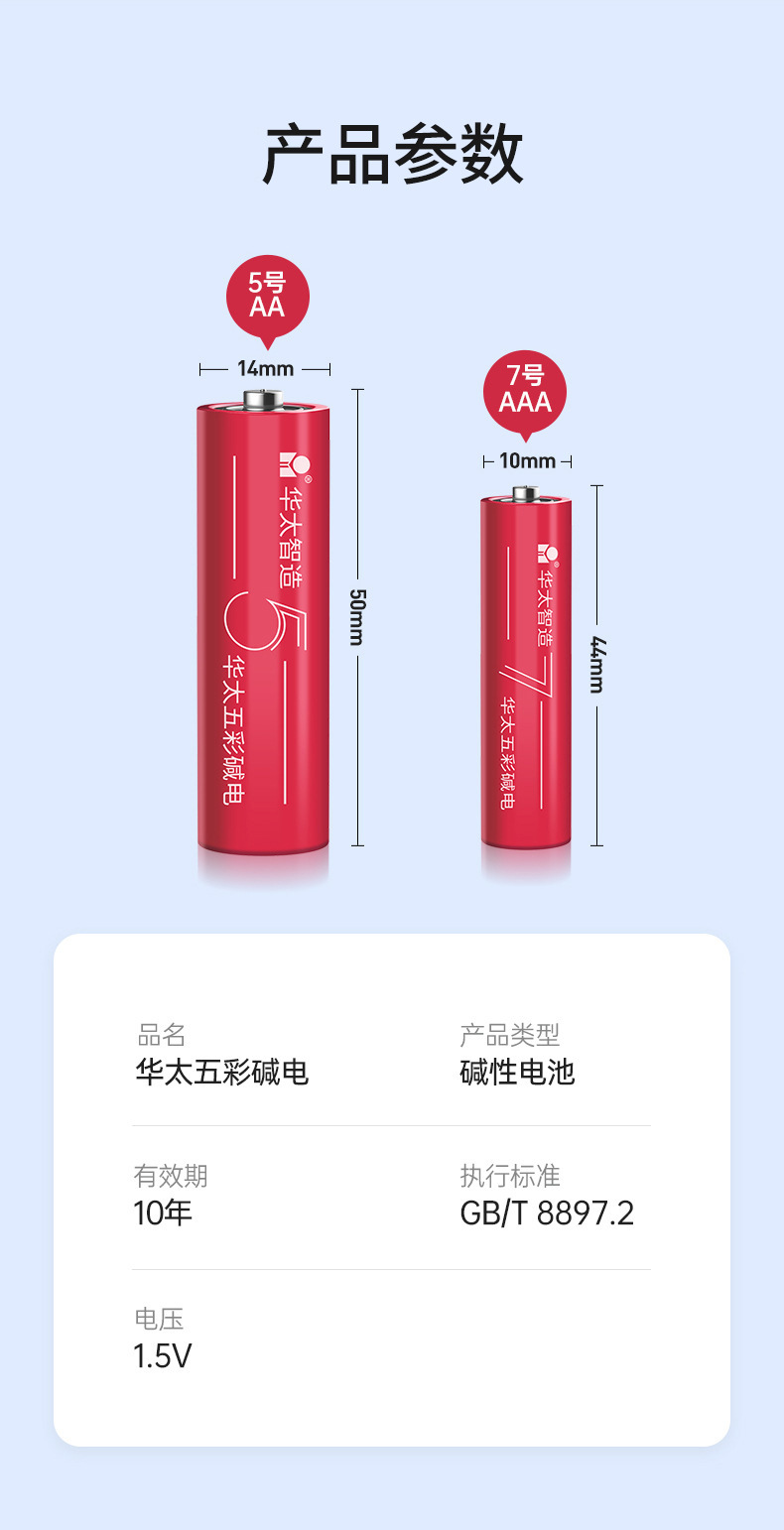 华太五彩碱性干电池五AAA5号七7号1.5v鼠标儿童玩具遥控器电池详情14