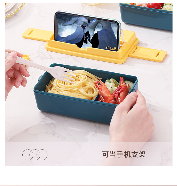 双层塑料饭盒上班族便当盒日式微波炉饭盒学生便携午餐盒分格饭盒详情10