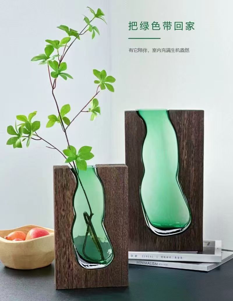 Wholesale of new Chinese-style solid wood glass vases, home designer decoration, home and hotel ornaments, high-end soft furnishings pic 8