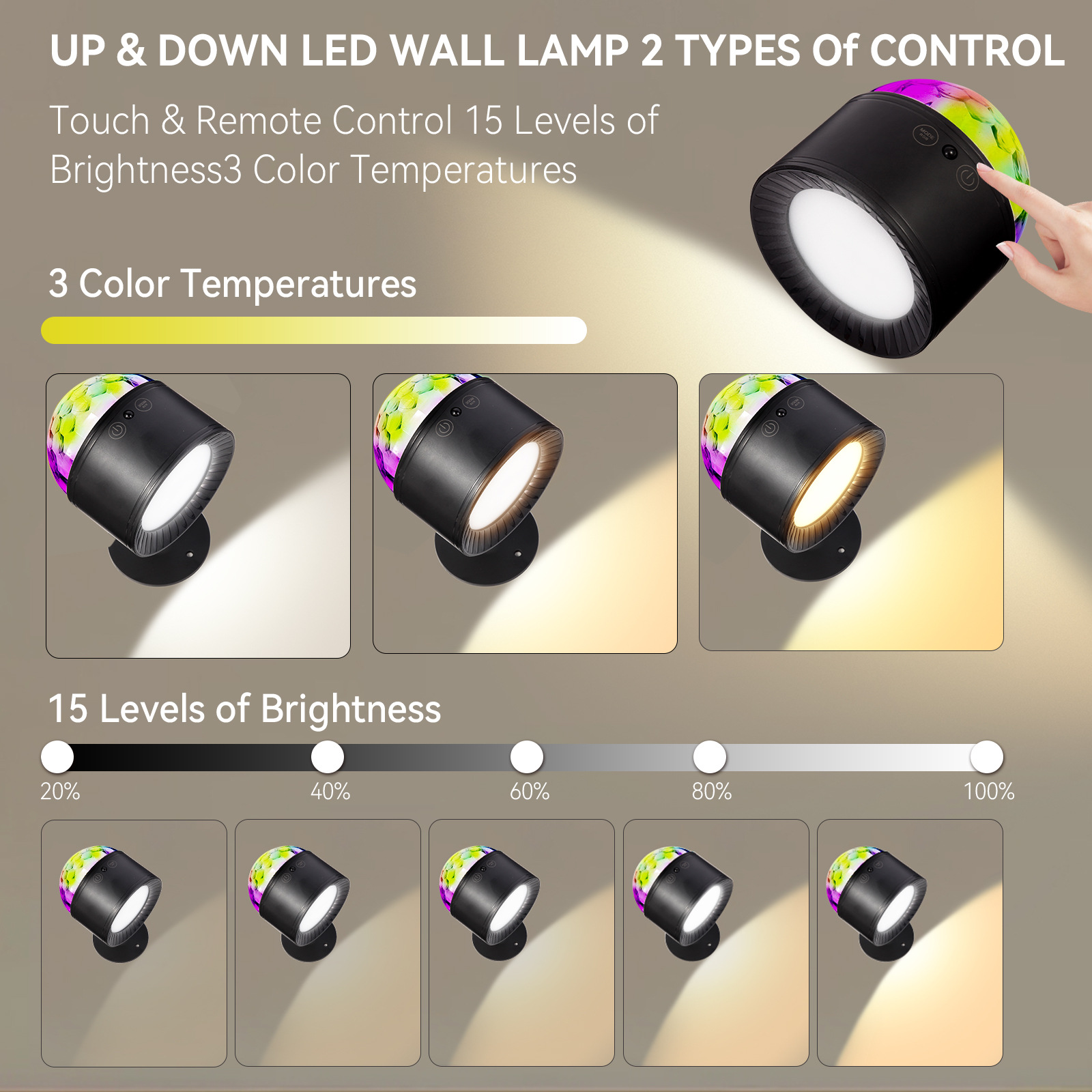 2024 nuevo diseño creativo de doble cabeza lámpara de pared lámpara de pared de control remoto temperatura de tres colores recargable inteligente pequeña bola mágica DJ lámpara lámpara de atmósfera pic 2