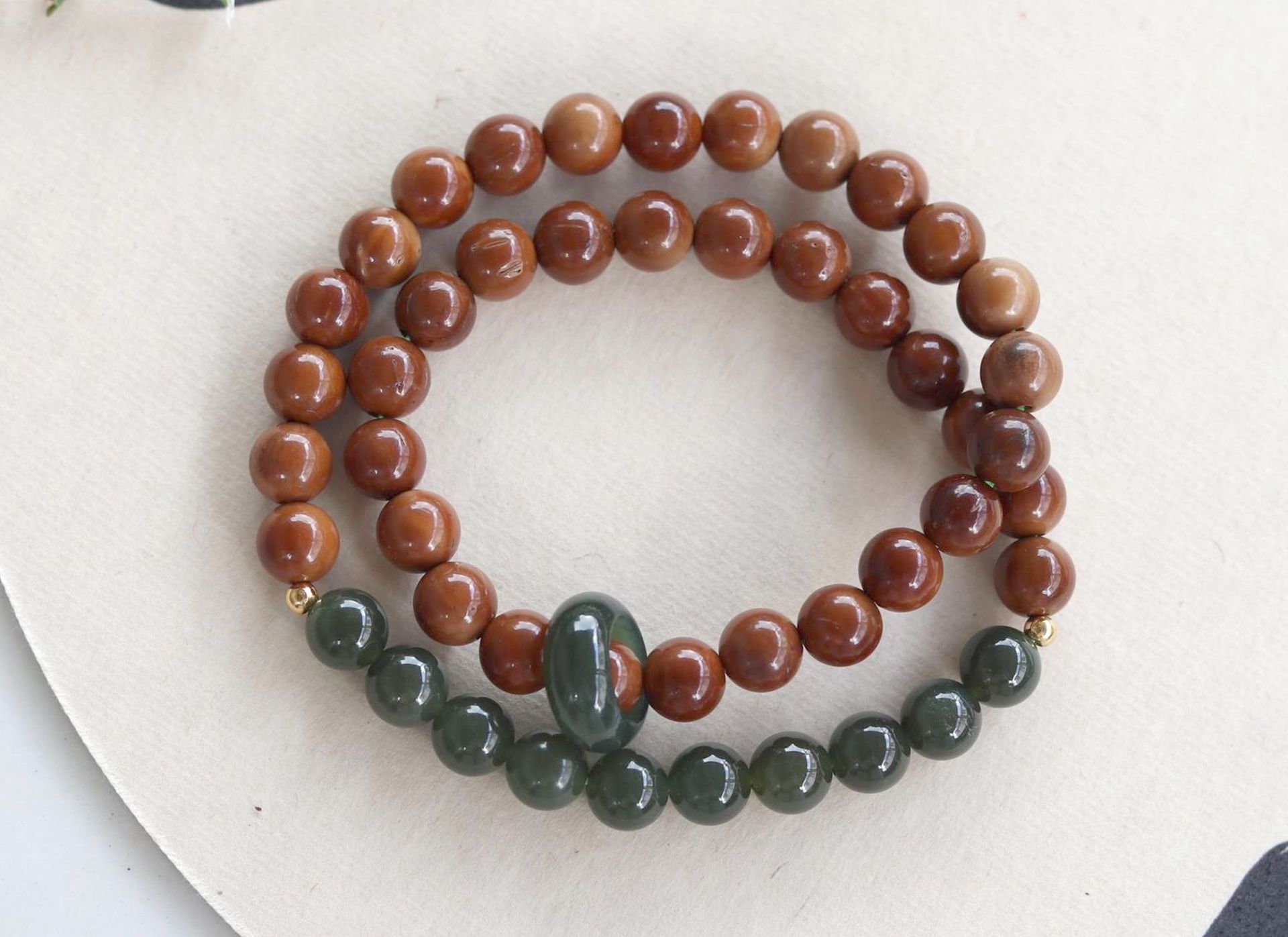 天然精品库克菩提气质手串和田玉跑环双圈文艺手持国风情侣款手链详情10