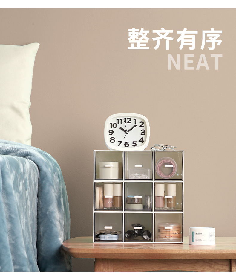 Desktop drawer-type stackable storage and organization box, plastic compartments, multi-layer freely combinable cosmetic and accessory storage box pic 6