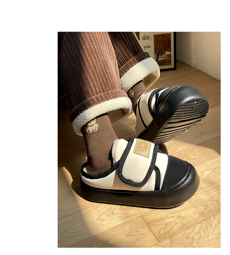 魔术贴棉拖鞋女士冬季2024新款室内家居厚底保暖加绒踩屎感棉拖女详情10