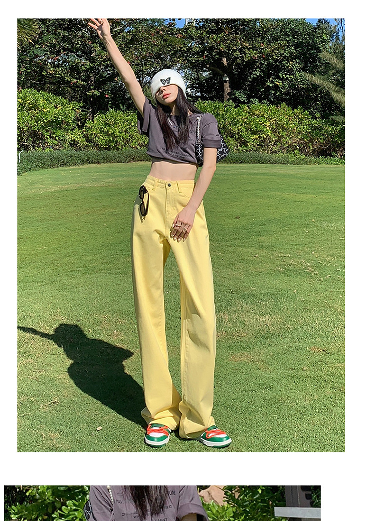 白色牛仔裤女2024年春夏高腰显瘦窄版直筒阔腿裤垂感宽松女拖地裤详情18