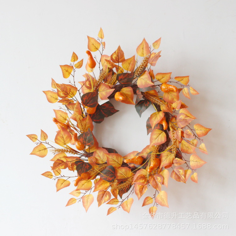 Desheng Cross-border E-commerce Factory supplies DIY wreaths and rings for the Gratitude Harvest Festival, Halloween, autumn maple leaves, pumpkin vines and garlands pic 4