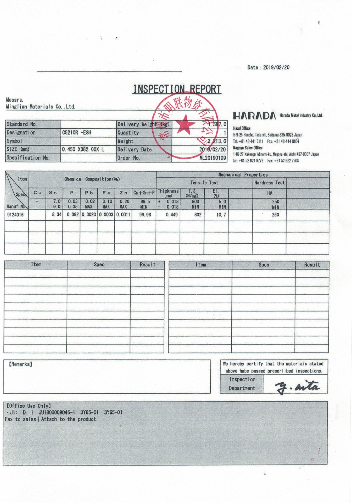 进口磷青铜报关单2