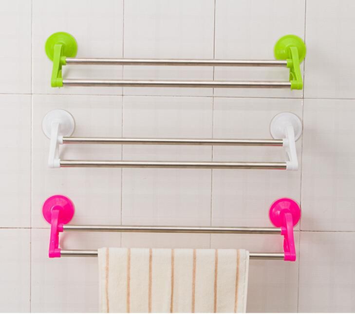 Double-pole towel racks with invisible suction cups, double-layer towel racks and bath towel racks are selling well at street stalls pic 6