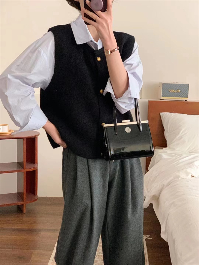 时尚针织马甲2022春秋洋气网红气质显瘦减龄针织马甲纯色上衣女装详情1