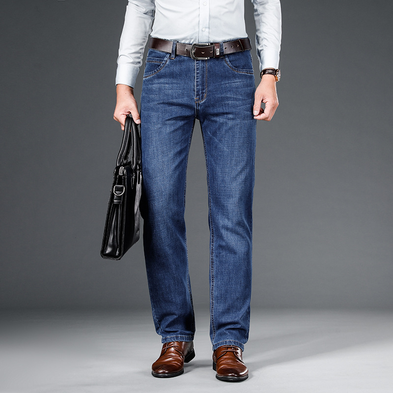 American trendy stretch jeans for men, thickened with fleece, loose straight leg, casual and versatile washed long pants for men pic 23