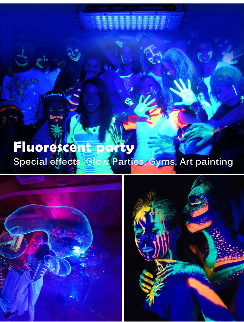 Cross-border 395nm ultraviolet floodlight, UV curing lamp, fluorescent Party stage light, black light drama performance light pic 9