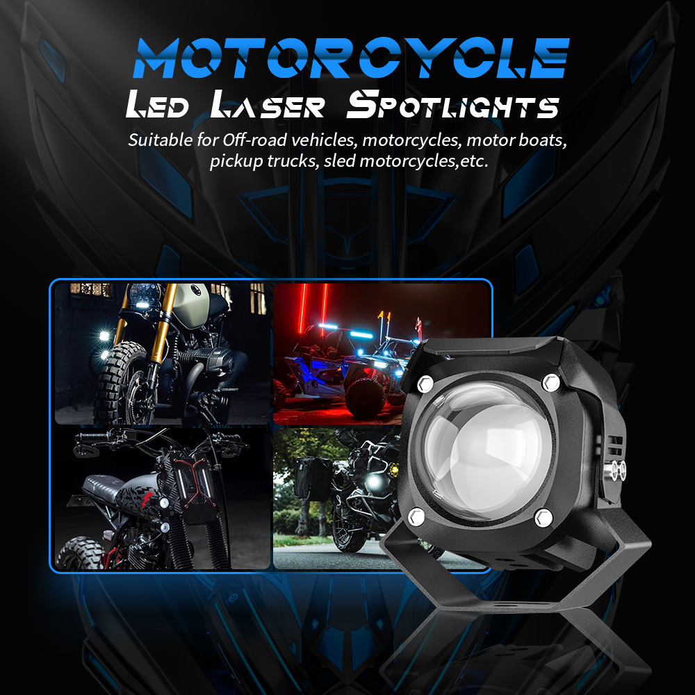 DXZ motorcycle led spotlights, white and yellow dual-color high and low beam LED headlights, high-brightness direct small steel cannon road fog lights pic 6