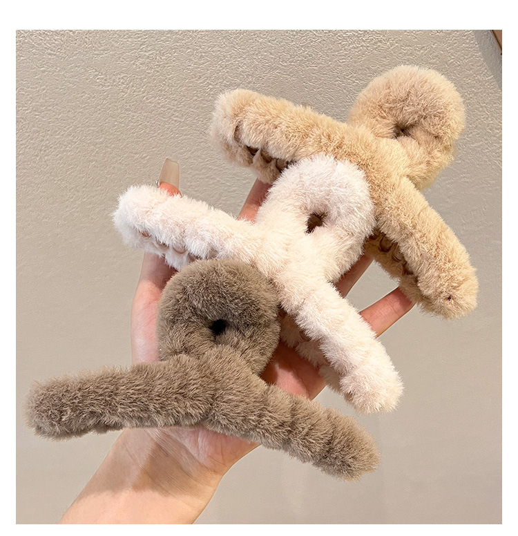 毛绒抓夹女2024新款网红秋冬高级感鲨鱼夹发夹后脑勺盘发夹子头饰详情9