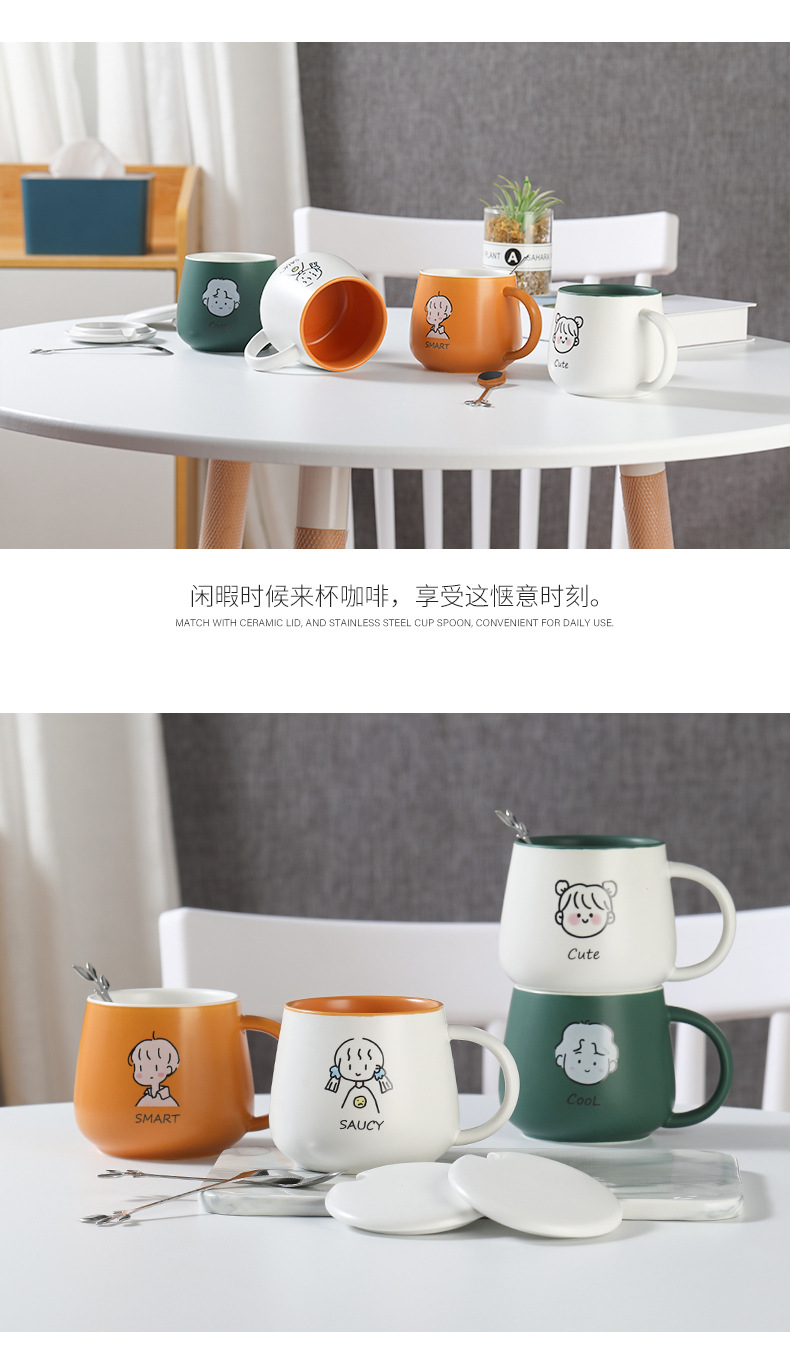 Cute ceramic cups, ins couple mugs, high appearance level, household breakfast cups, coffee cups, souvenirs, water cups wholesale pic 32