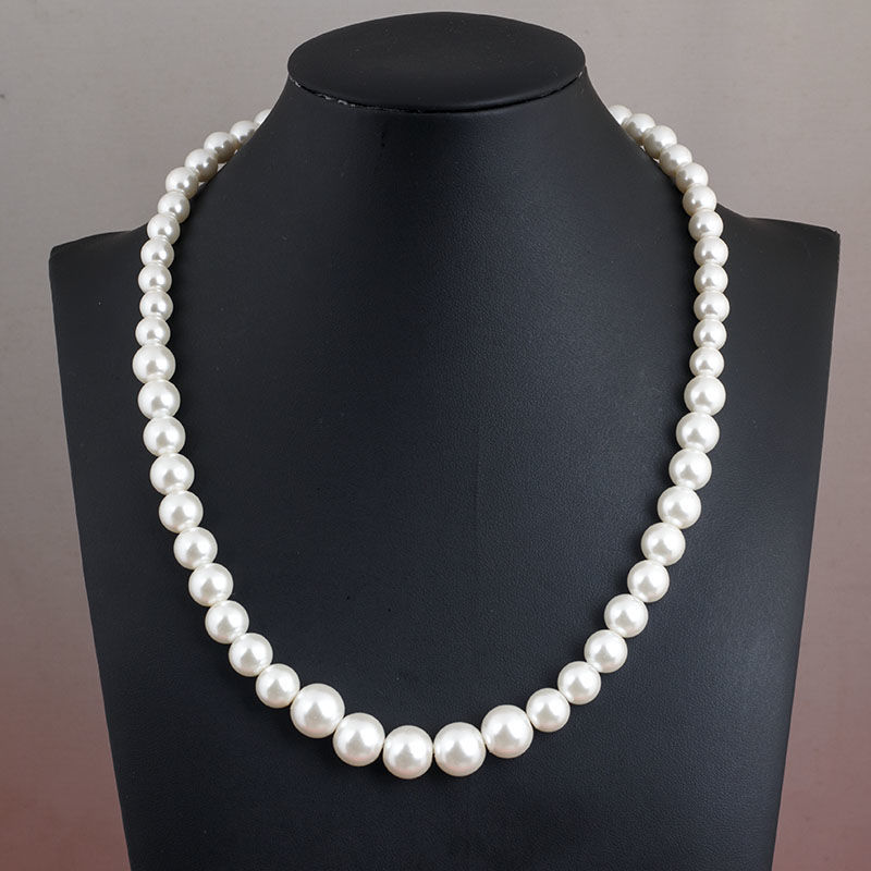 Pearl necklace, glass imitation pearl white round bead jewelry, cheongsam accessory, collarbone chain, neck chain for a girl to give to her mother pic 3