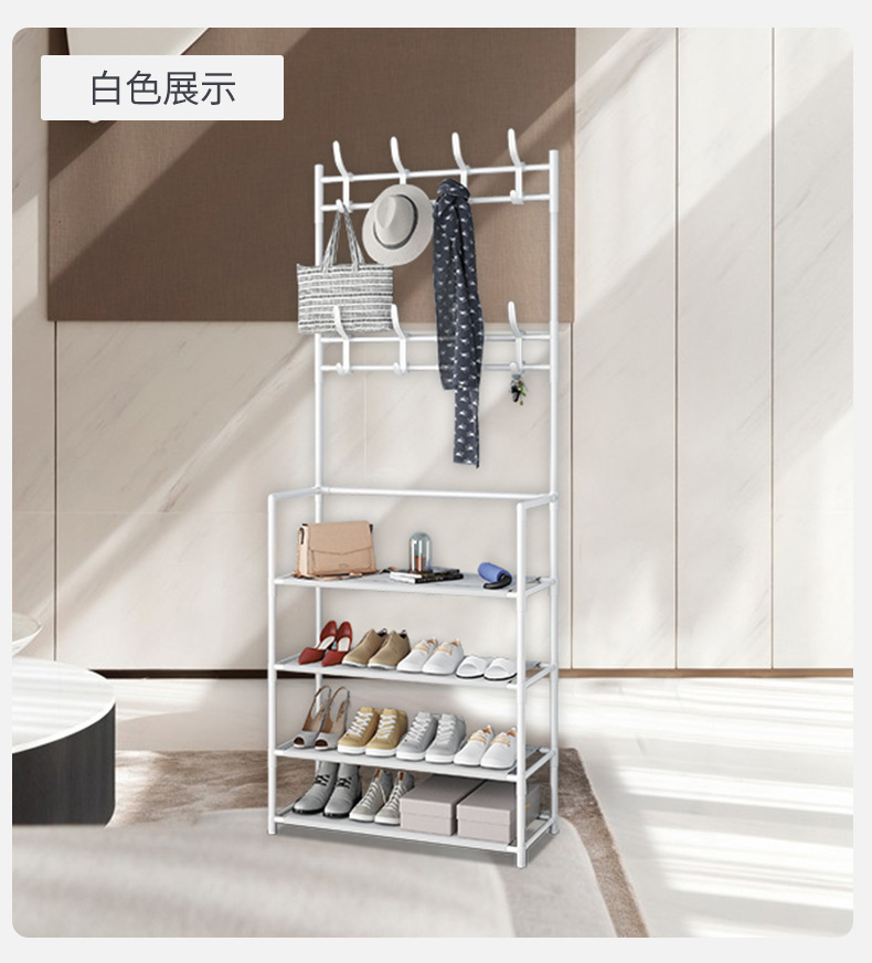 Entrance hall storage shoe rack, simple shoe and hat rack, floor coat and hat rack, integrated combination rack, bedroom and living room coat and hat rack pic 12