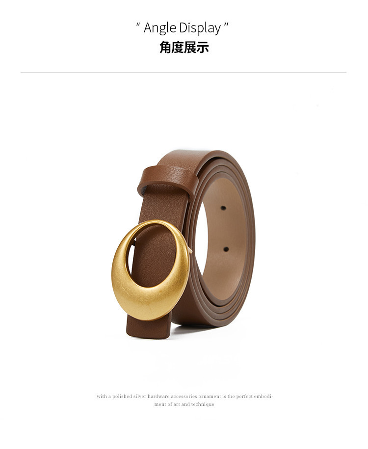 The new no-layer genuine leather belt for women features a simple double-sided design with fashionable and versatile cross-border decorative belts for women pic 10