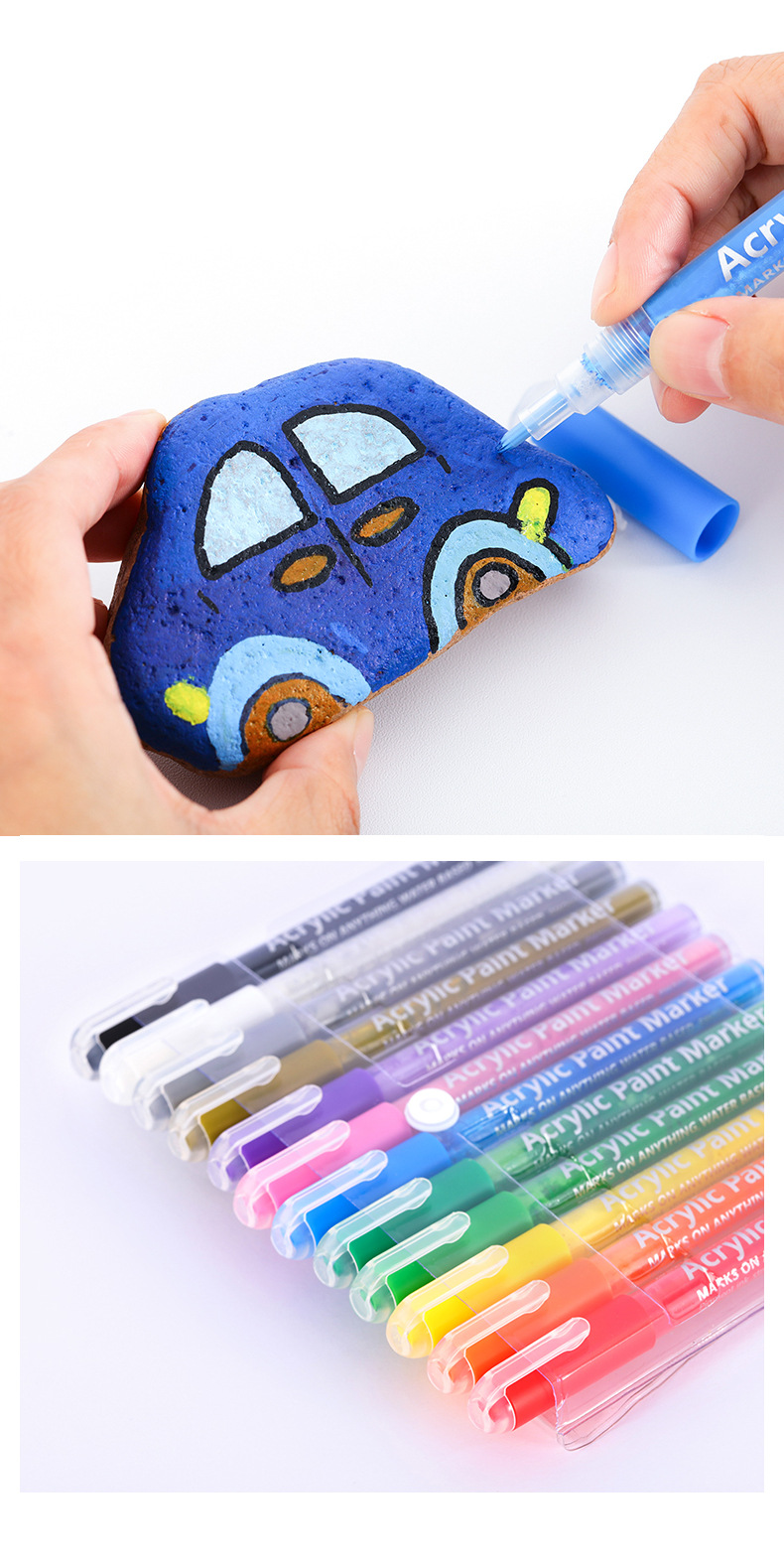 丙烯马克笔12/48色套装防水水性油漆笔diy咕卡手账丙烯颜料绘画笔详情12