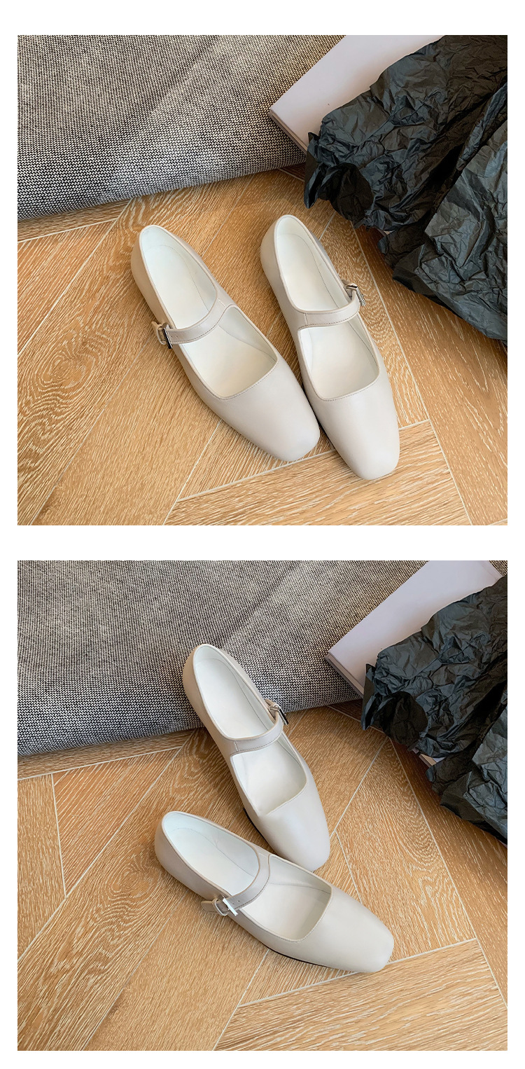 高级感羊皮软底真皮玛丽珍单鞋女鞋一字扣带浅口平底鞋小皮鞋剽鞋详情7