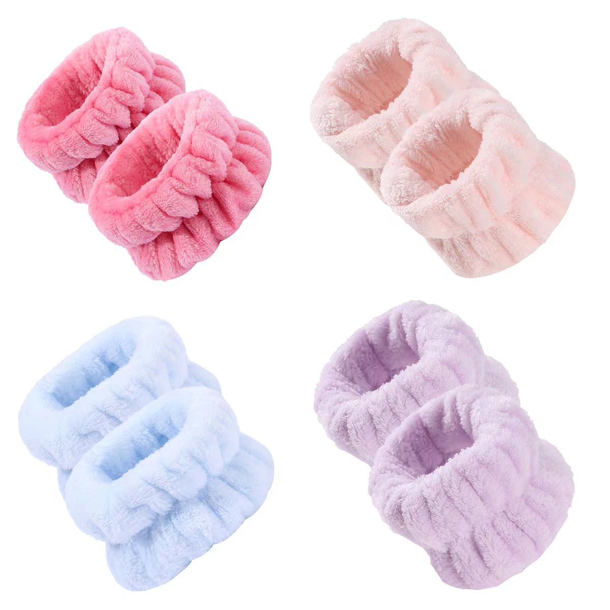 Bow face wash and hair band for girls wholesale solid color white matching makeup simple sweat-wiping wrist band flannel hair band pic 33