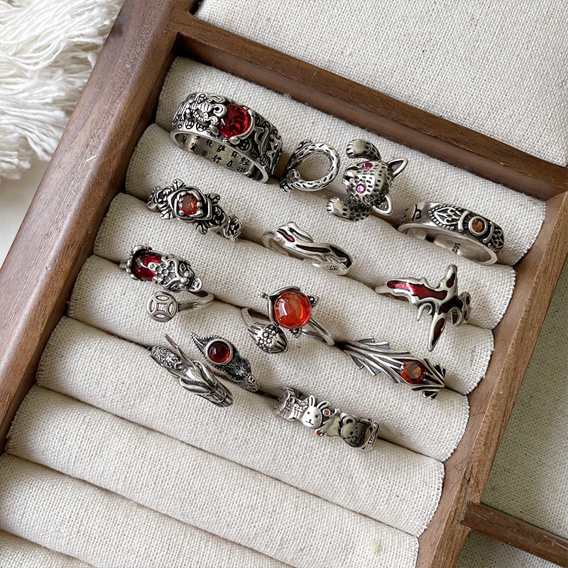 10101010ZHIYUN 不掉色轻奢高级感锆石跨境饰品夸张嘻哈开口925纯银戒指女详情13