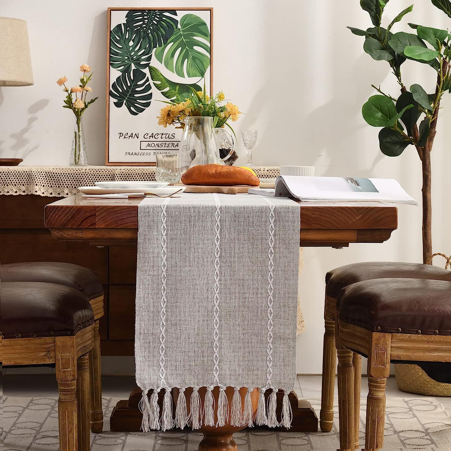 New cross-border Amazon handcrafted table flag, hollowed-out American country white tablecloth, dressing table scarf factory wholesale pic 41