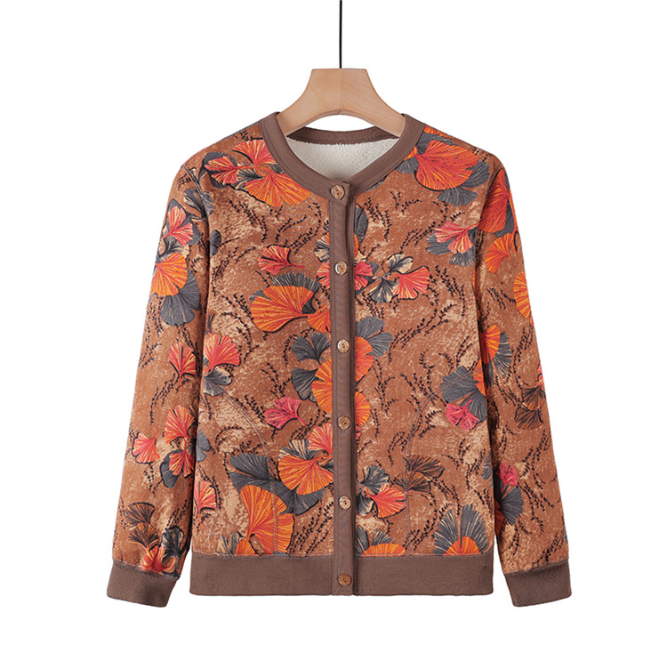 中老年人女装加绒加厚针织开衫妈妈保暖上衣服奶奶秋冬装毛衣外套详情18