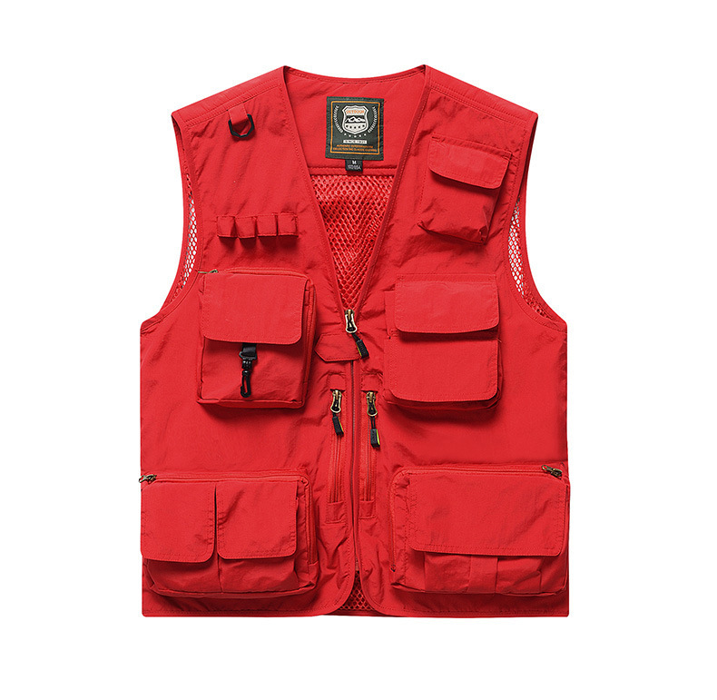 工装跨境透气坎肩马甲定制男士摄影多口袋钓鱼安全反光背心印logo详情21