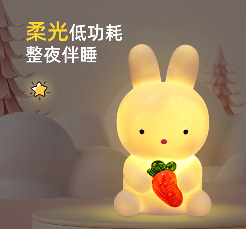 创意卡通可爱兔子小夜灯儿童卧室床头夜用台灯夜市地摊灯饰批发详情1