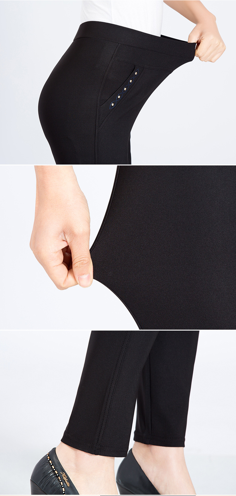 2020 New style of casual pants for middle-aged and elderly women, fleece and thickened warm long pants, large-sized mom pants for winter pic 15