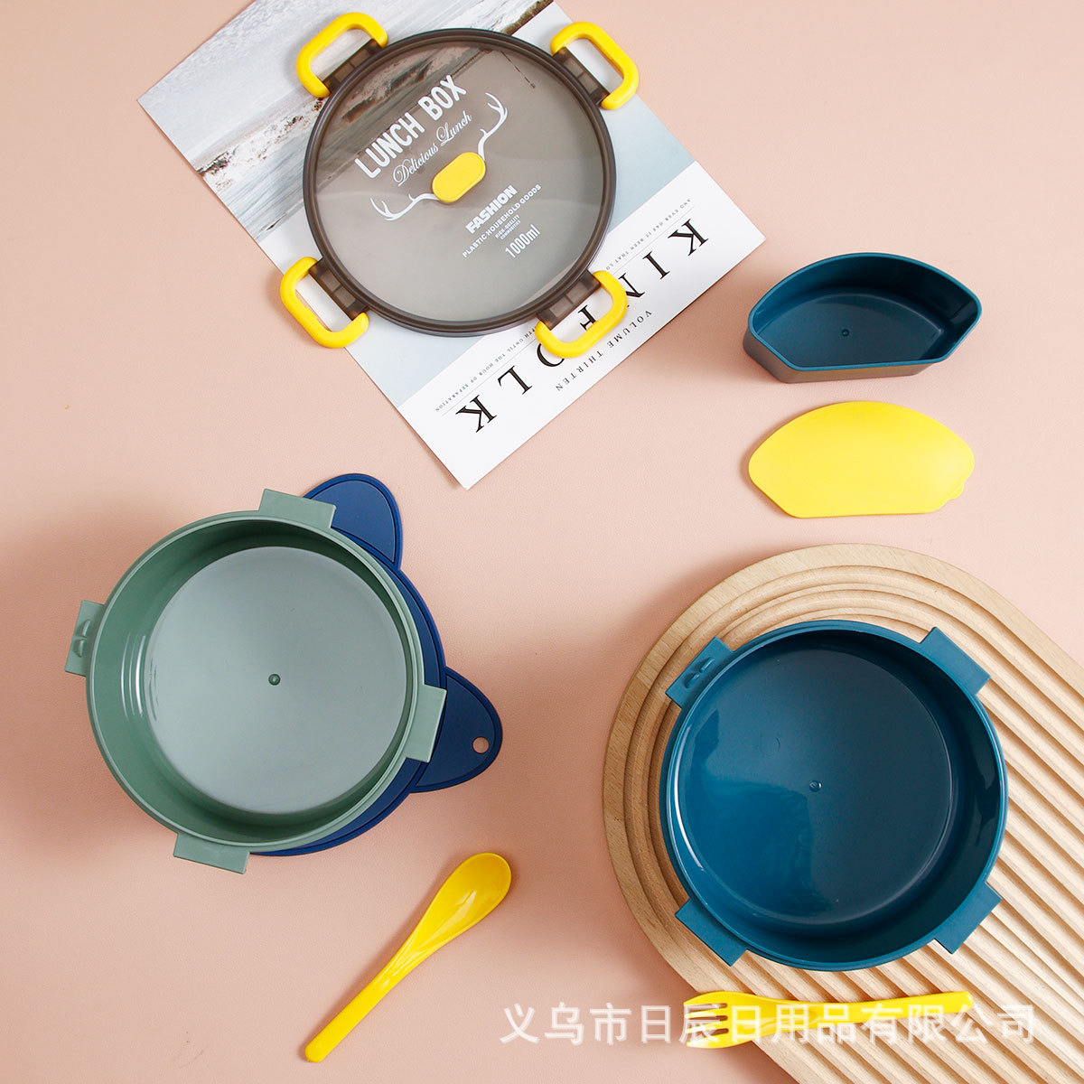 可加热分格圆形微波炉饭盒户外上班族便携时尚多规格便当盒带餐具详情11