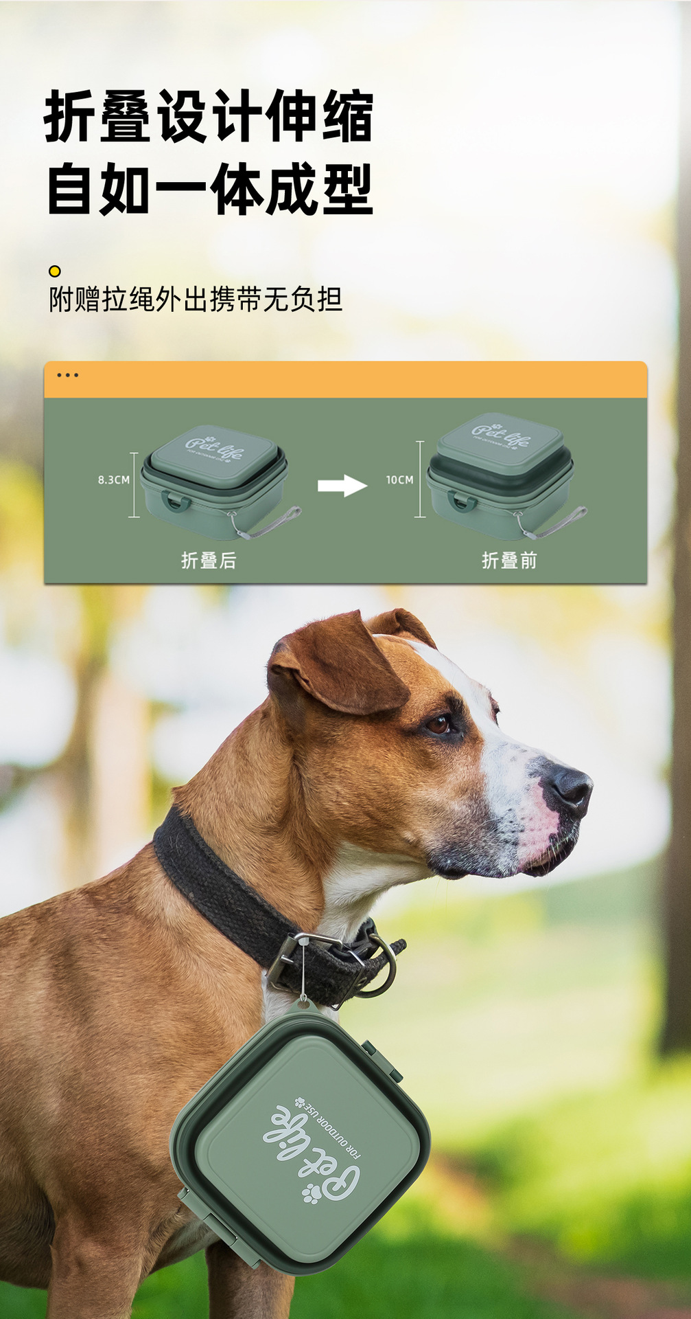 Wholesale large outdoor folding bowls, double-layer drinking and eating bowls, pet food utensils and medicine boxes for going out, camping bowls for cute pets, large outdoor folding bowls pic 5