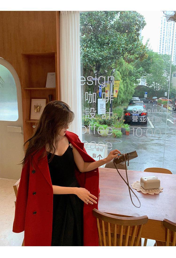 反季驼色呢子双面羊绒大衣女中长款2022年秋冬季韩系温柔毛呢外套详情25