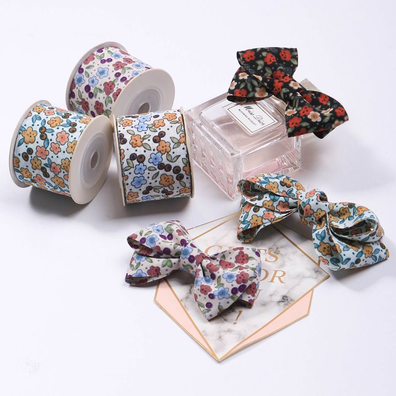 Double-sided color-block printed chiffon webbing, DIY bow hair accessory, gift flower packaging, collar flower accessory pic 3