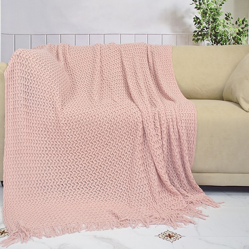 Knitted sofa blanket, Bohemian Nordic style office tassel nap blanket, knee blanket, homestay bed end blanket pic 13