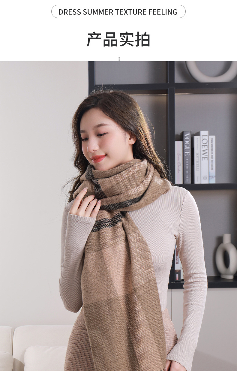 Check scarf Women 2023 Winter New style fashionable, versatile and warm imitation fashion cashmere scarf shawl factory wholesale pic 12