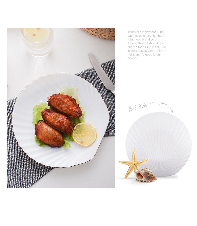 【 White Jade Glass Porcelain Pure White Shell Series 】 Tempered glass Creative bowls, plates and tableware for home use, deep plates for dishes and coffee pic 9