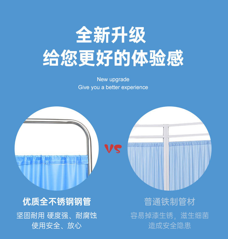 医院不锈钢屏风诊所美容院可移动隔断卫生室病房推拉折叠屏风金属详情4