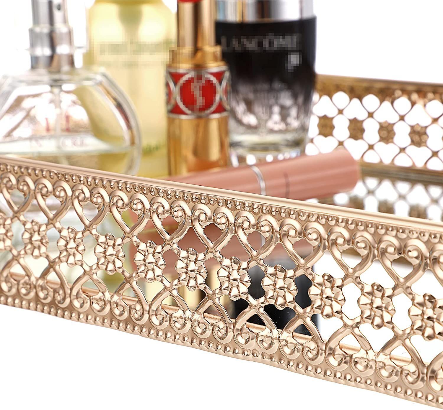 香水镜子托盘化妆梳妆台托盘空心雕刻珠宝饰品存储整理器装饰托盘详情14