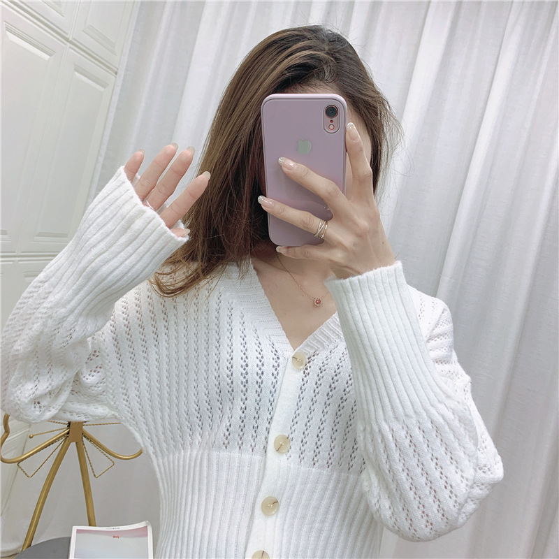Spring and autumn thin knitted jacket for women, short 2021 new style, laid-back V-neck top, sweater cardigan, trendy outerwear pic 2