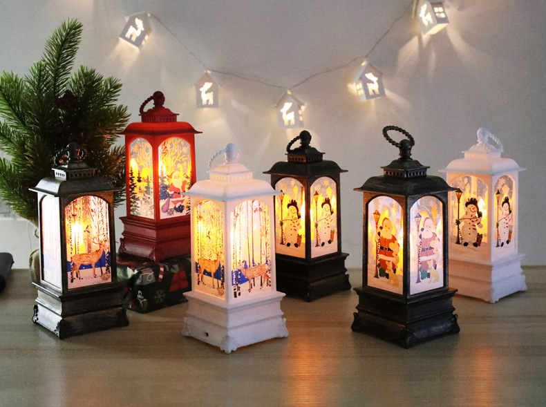 Christmas wind lanterns, candlestick lights, night lights, old man snowman decorations, night lights, table ornaments, Christmas decorations pic 1