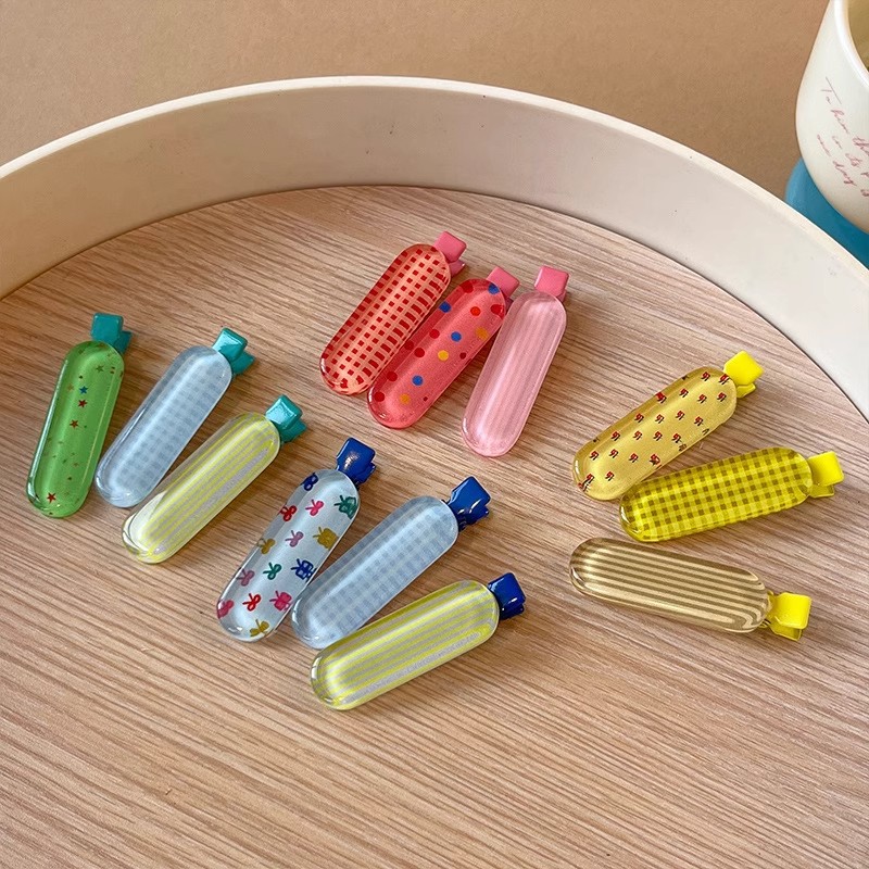 果冻格纹发夹女多巴胺彩色套装鸭嘴夹蝴蝶结碎发发卡侧边刘海边夹详情36