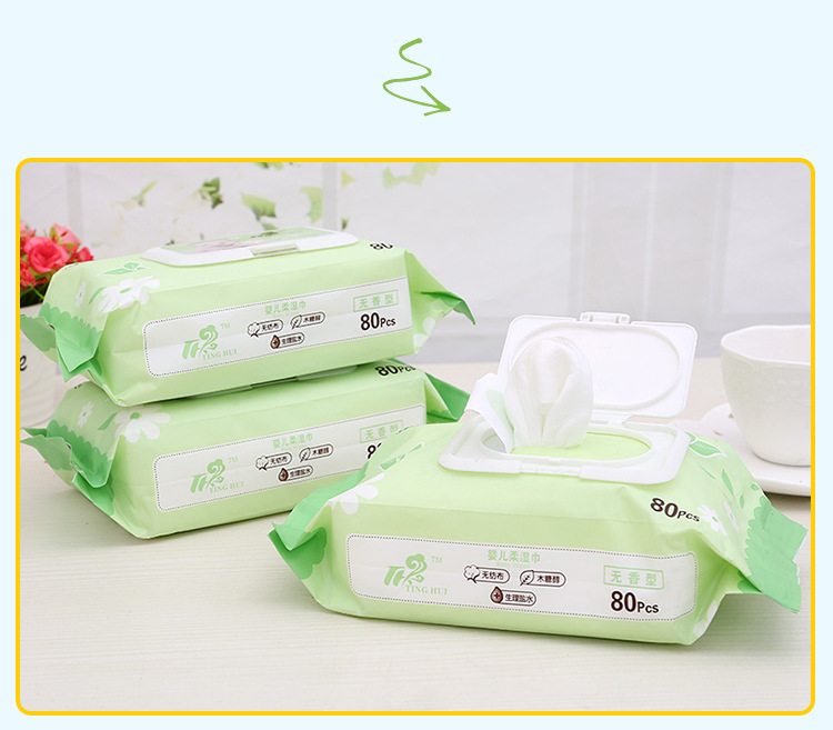 [小额定制]宝宝湿巾 婴儿柔润洁肤湿巾 带盖80抽加厚柔润详情12