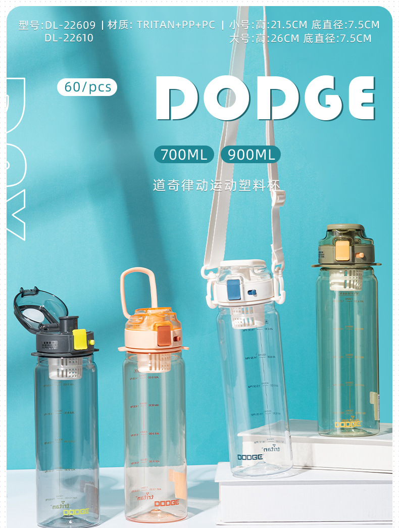 Dodge Rhythm Plastic Cup Tritan, a personalized and trendy tea trap cup with large capacity, is a large-capacity outdoor sports and fitness cup pic 2