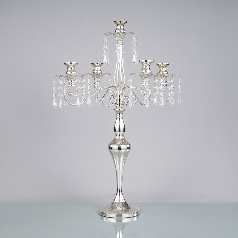 Metal European-style five-headed candlestick, creative and romantic dining banquet, wedding candlestick, dining table, entrance hall, home decoration item pic 3